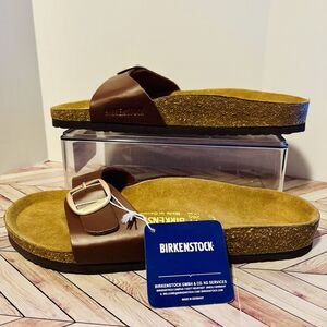 Birkenstock Madrid Birko Flor Brown M 8 L 10 EU 41 Sandal Regular Gold Buckle